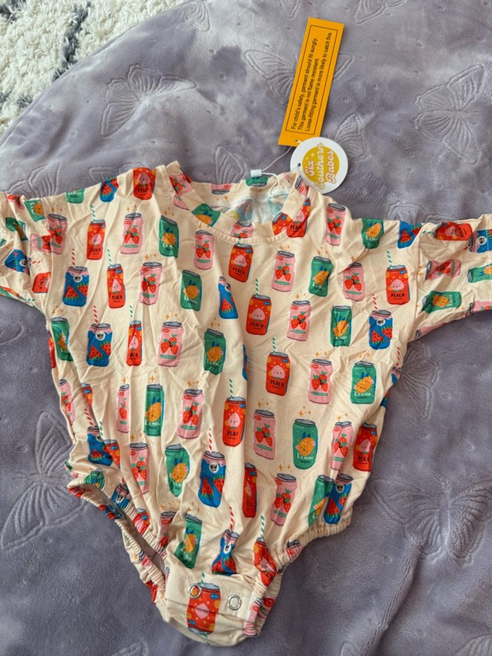 Six Southern Babes SSB Cream Kids BUBBLE Bodysuit with Colorful Beverage Print